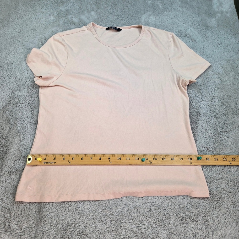 Lauren Ralph Lauren Tee Womens M Short Sleeve Embroidered Logo Crew Neck Pink
